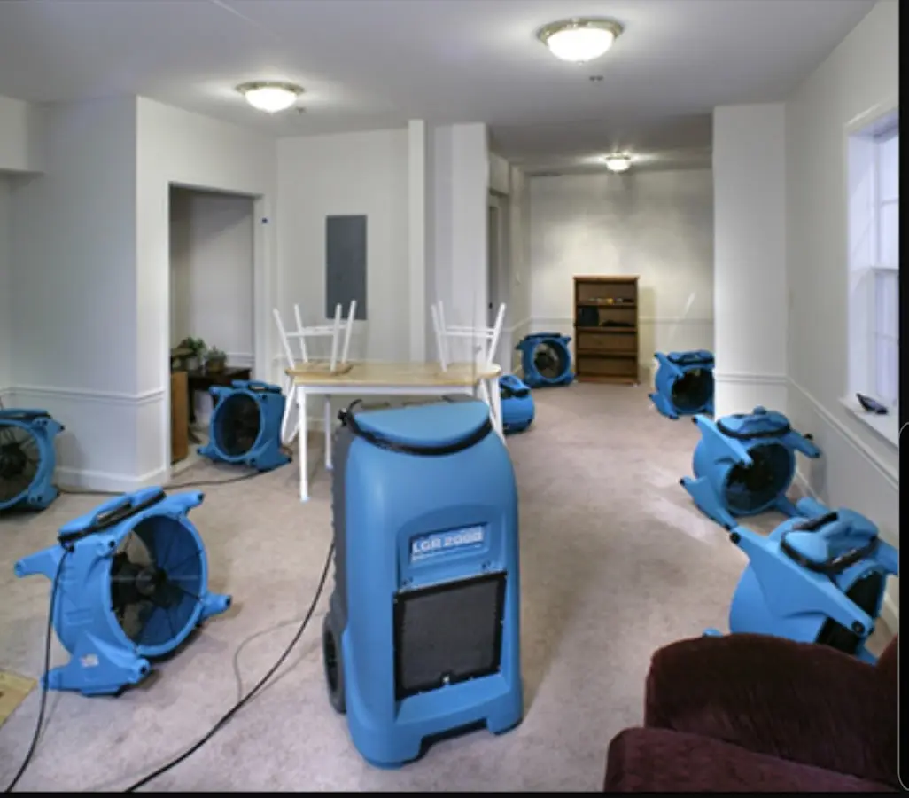 Air movers and dehumidifier setup for Water Damage Restoration in Kingsport